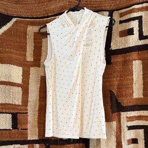 Elie Tahari White Sleeveless Top with Black Dots